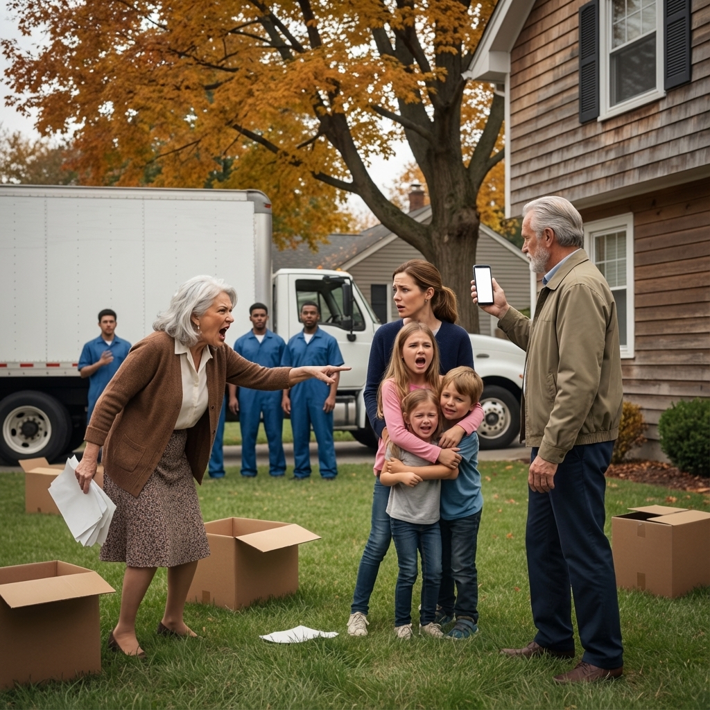 After my husband passed away, my mother-in-law arrived at my doorstep with a moving truck and an eviction notice for me and my kids. but she had no idea about the final surprise my husband left—just for her.