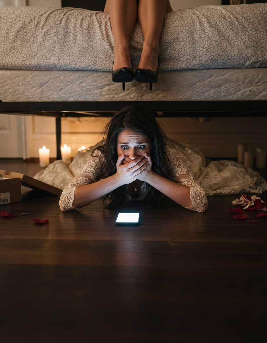 On the night of my wedding, I hid under the bed to play a prank on my husband — but the person who entered the room wasn’t him, and what I heard over the loudspeaker made my world collapse in seconds.