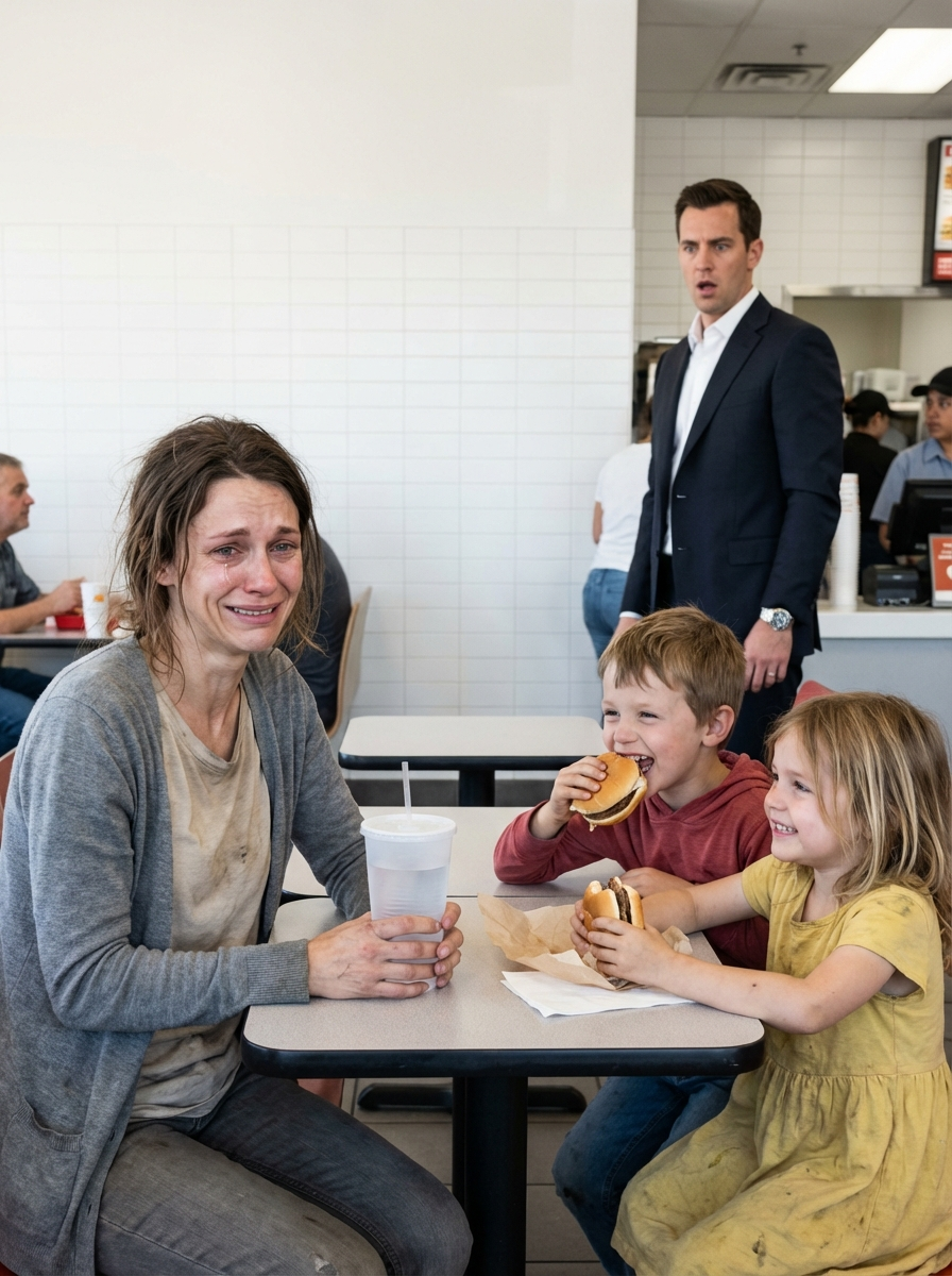 A Wealthy American Businessman Saw a Mother Pretend She Was Full While Splitting One Burger with Her Children on Her Son’s Birthday — Ten Years Later, He Froze When Her Name Appeared on His Boardroom Screen