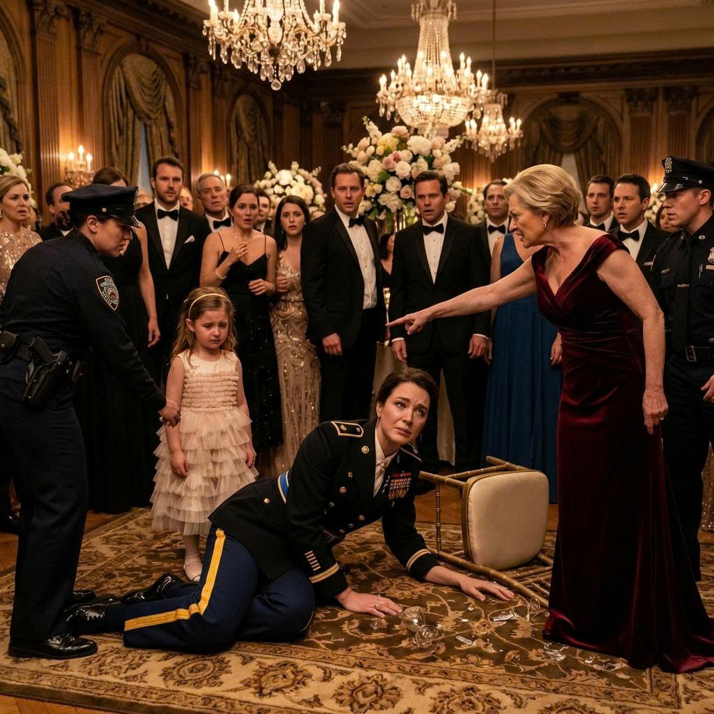 At my sister’s wedding, I was ordered to serve 200 guests. My mother shoved food into my hands and hissed, “You don’t belong at the family table, servant.” I didn’t argue—I walked straight to the seat marked Guest of Honor. A wine bottle smashed into my head. My sister shrieked, “You’re ruining my wedding—get out!” My father lunged to drag me away. Then the groom’s father lifted the microphone. “Please raise your glasses for our guest of honor—General Eleanor.” The spotlight snapped on me. When the mic reached my hand, what I revealed made the entire room fall into stunned silence.