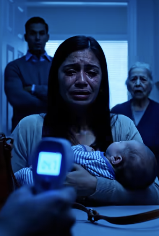 My husband called me “dramatic” as our baby hit 104 degrees. Then my 7-year-old whispered: “Grandma poured the pink medicine down the sink.” Everything froze as the doctor demanded: “What did you really give him?” My mother-in-law opened her mouth to speak, and my heart stopped…