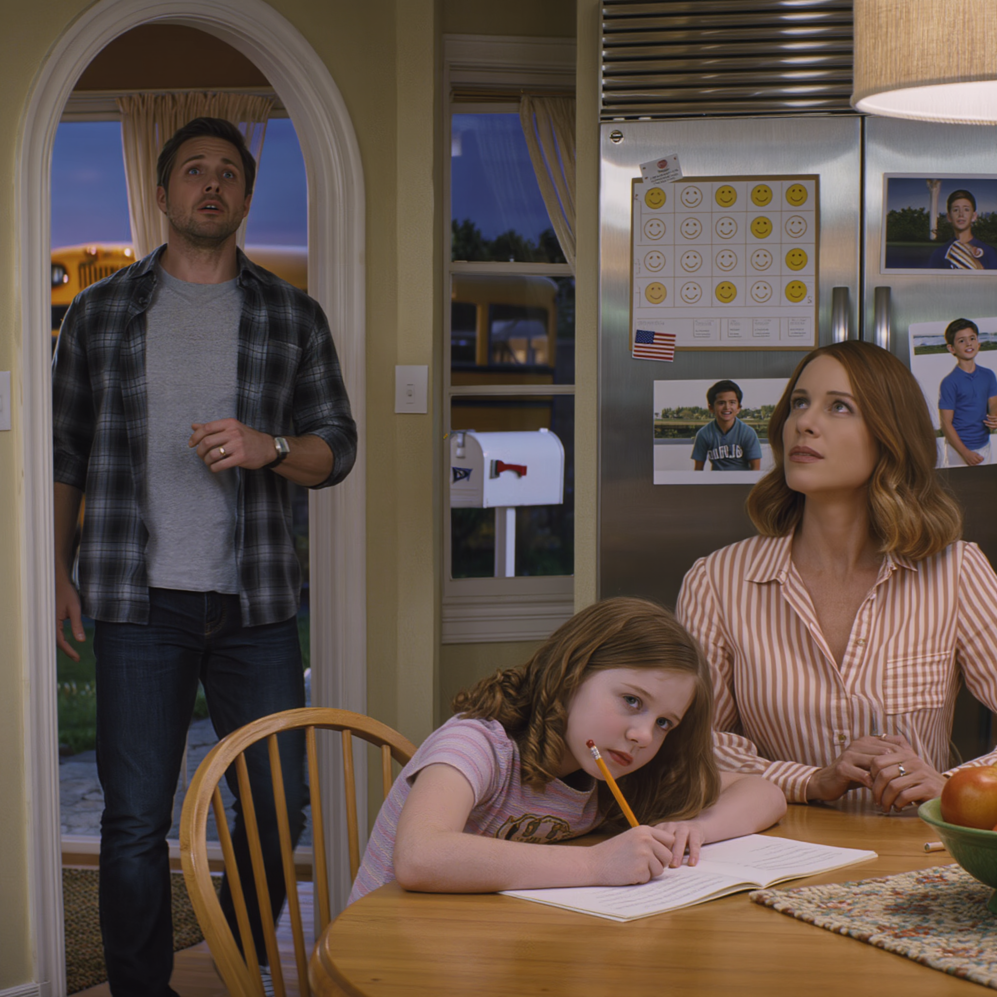 My wife sat our 8-year-old down for math and said, “Daddy only earns respect on payday.” On the fridge hung a laminated smiley-face chart rating my “value” by the day—and beside it, a neat list of “better dad” candidates with their incomes. I swallowed my anger so our daughter wouldn’t watch us fight… until Friday arrived, my paycheck stopped landing in the joint account, and the whole house shifted.