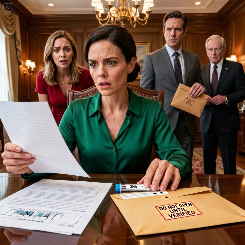 My sister smirked and slid the DNA kit across the table. “Just proving you’re not really Dad’s,” she whispered, loud enough for everyone to hear. When the results came back, she laughed—until our father’s lawyer went pale and said, “This test just activated a clause your sister never knew existed.” He handed me a sealed envelope stamped DO NOT OPEN UNTIL VERIFIED. My sister’s smile died as I read the first line… and realized Dad didn’t le