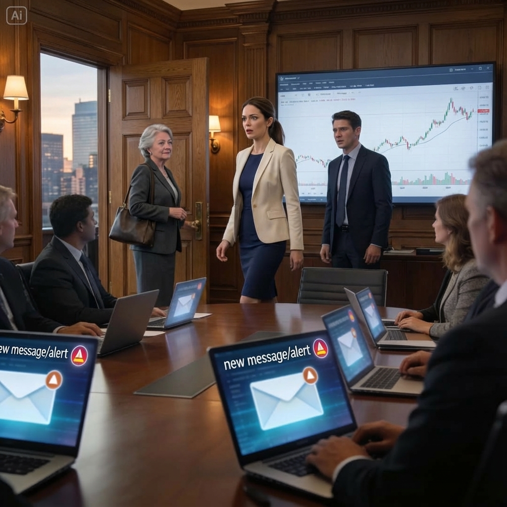 At the shareholders’ meeting, my daughter-in-law strutted in and announced, “We’re taking over to save this failing company.” The room erupted—until I stood up, calmly grabbed my bag, and said, “Good. I was hoping you’d try.” My son smirked, “You’re leaving?” I walked to the door, turned back, and whispered, “Check your inbox… and the new owner’s name.” The silence that followed felt like a funeral…