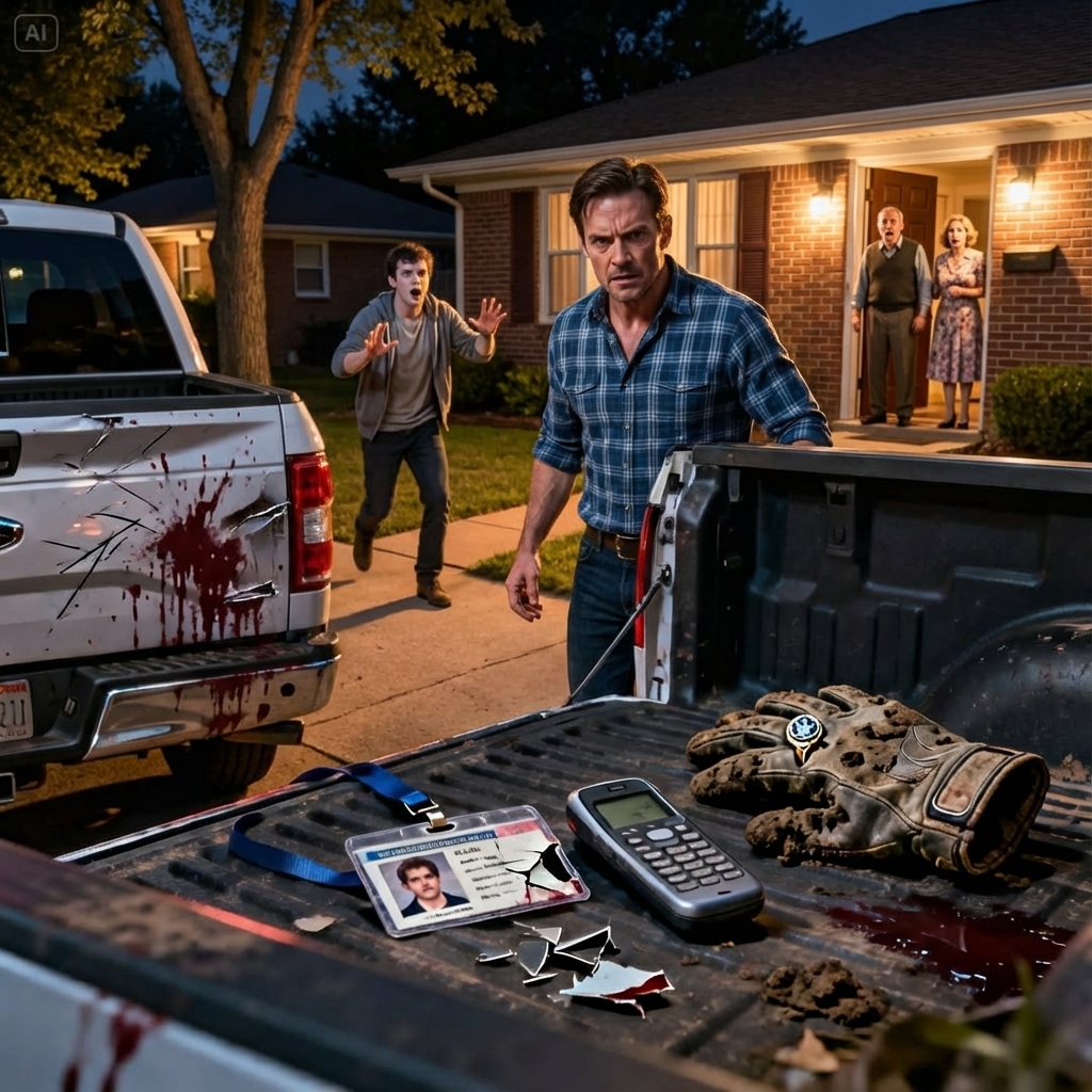 I came home early, expecting hugs and laughter, but my parents froze when they saw the mud on my boots. “Why are you here?” Mom whispered, eyes darting to the driveway. Outside, my brand-new truck sat there—scratched, dented… and covered in blood. My brother stumbled out, shaking, and croaked, “It’s not what it looks like.” I didn’t scream. I just opened the tailgate… and saw the one thing that proved he was lying. Now someone’s about to pay. – Story