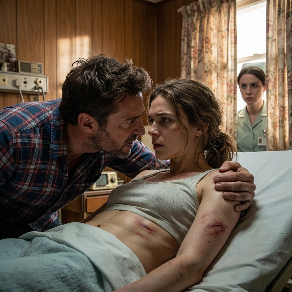 My husband begged me not to make a fuss over my injuries, but one look at the hospital footage made the nurse pick up the phone, and suddenly my MIL turned white when police showed up.