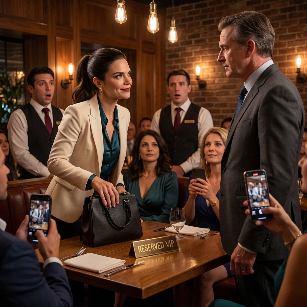 Her purse hit the table as she smirked and bragged about knowing the owner. Silence filled the room.