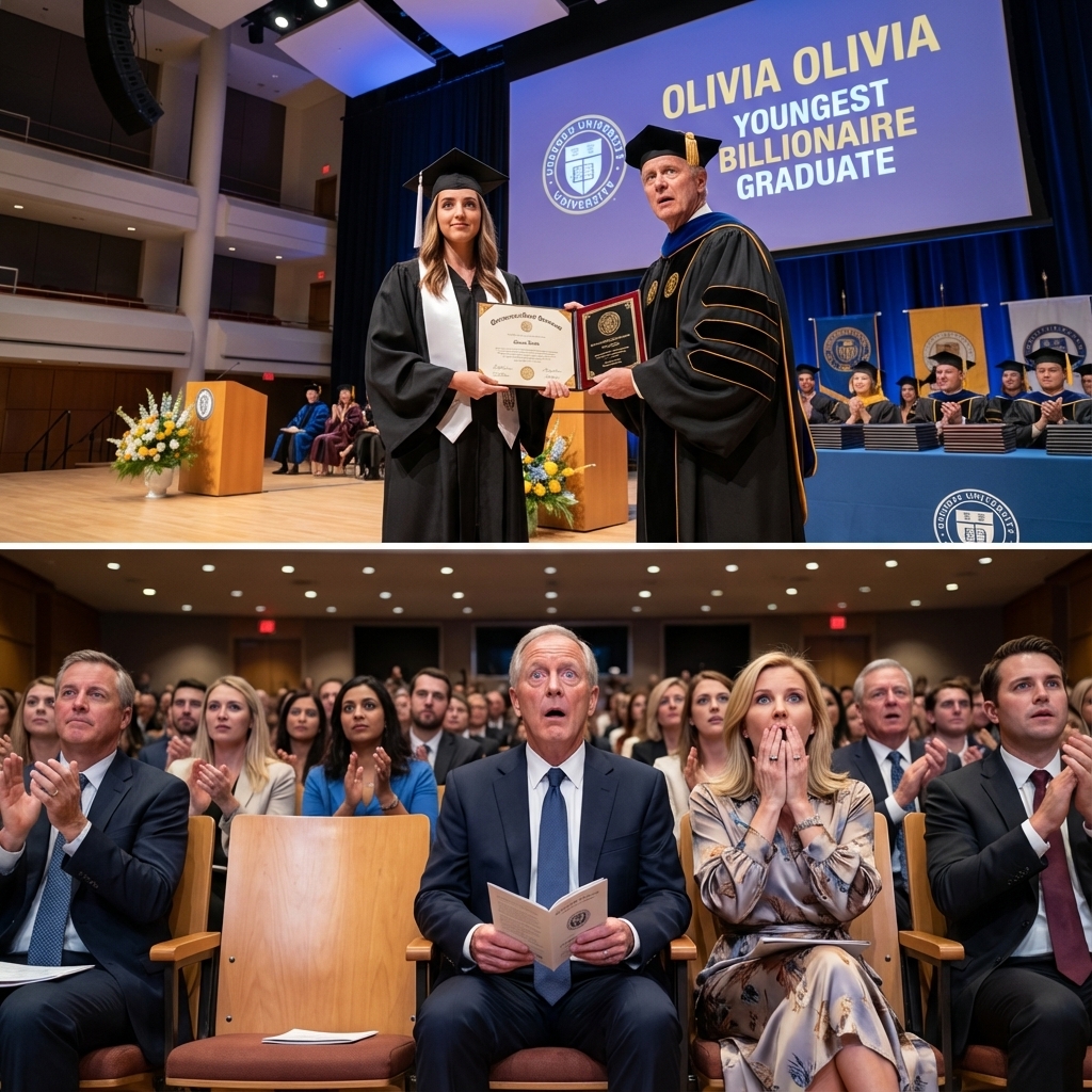 “Take the bus, we’re buying your brother a Tesla,” Dad said with a smirk. I didn’t argue—I just nodded and saved the moment. Months later, at graduation, the dean took the stage and said proudly, “And now, our youngest billionaire graduate.” The audience erupted in applause as I stood to receive my diploma. My parents dropped their programs, staring in shock. Turns out, while they were investing in my brother’s car, I was building a company that bought the dealership.