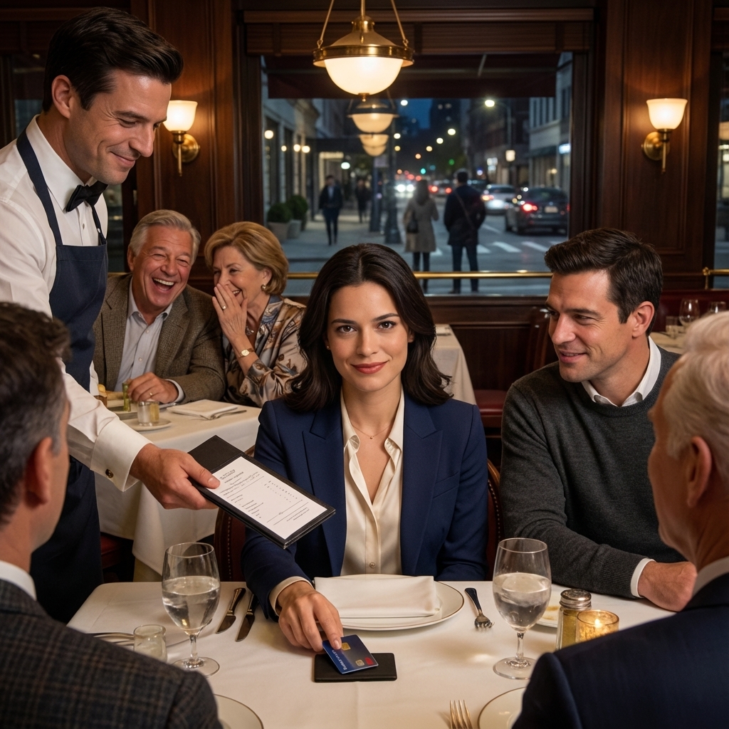 “Five dollars? That’s all your ‘poor’ husband can afford?” my parents laughed as the waiter smirked and slid the bill toward me. My grandparents’ friends leaned in, hungry for the show. I kept my smile, paid quietly, and whispered, “Don’t worry… I’ll handle it.” Outside, my husband’s hand brushed mine. “Are you sure?” he asked. I nodded—because the restaurant’s owner had already received my message. And in minutes, their ‘luxury’ night would become the scandal that destroyed them.