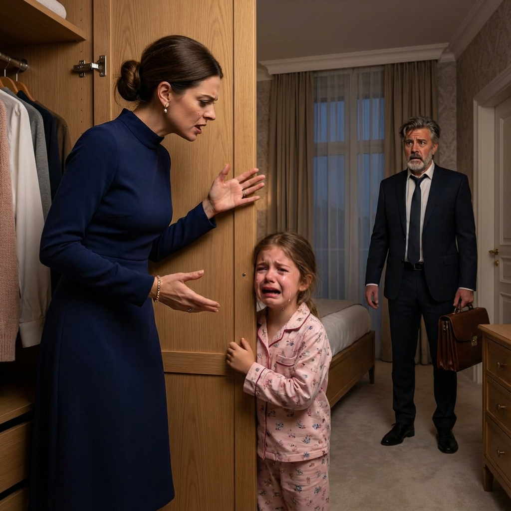 “He heard his daughter begging from inside a closet at 2 a.m… and when he came home, he uncovered the brutal truth his wife had been hiding.”