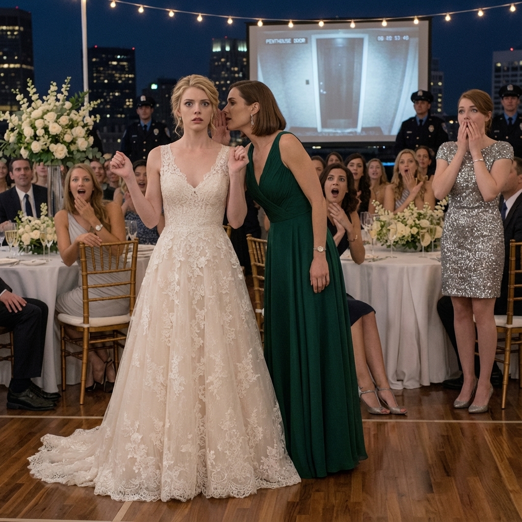 “I was standing at my own wedding reception when my mother leaned in and whispered, ‘Give your penthouse to your sister.’ The room went silent as I smiled and said, ‘Everyone, please look at the screen.’ The footage made my sister turn pale and my mother start shaking. The police were already waiting. And that was only the beginning of the truth they never expected to face…”