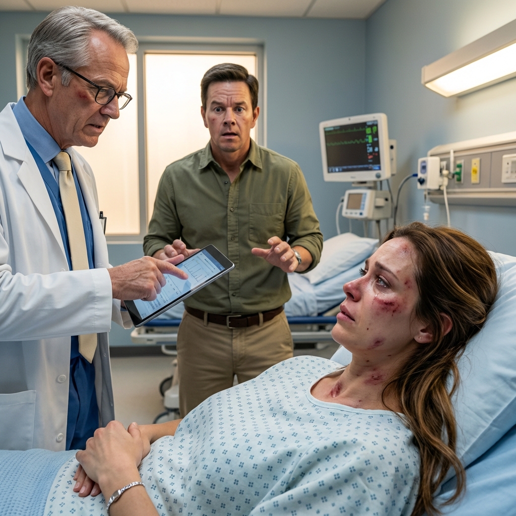 He hit me every day over the smallest things—burnt toast, a late reply, a wrong look. “You made me do this,” he’d hiss. One night, panic swallowed me whole and I collapsed. At the hospital, he told them, “She slipped in the shower.” I stayed silent—until the doctor looked up and said quietly, “These injuries don’t come from a fall.” That’s when my husband started shaking.