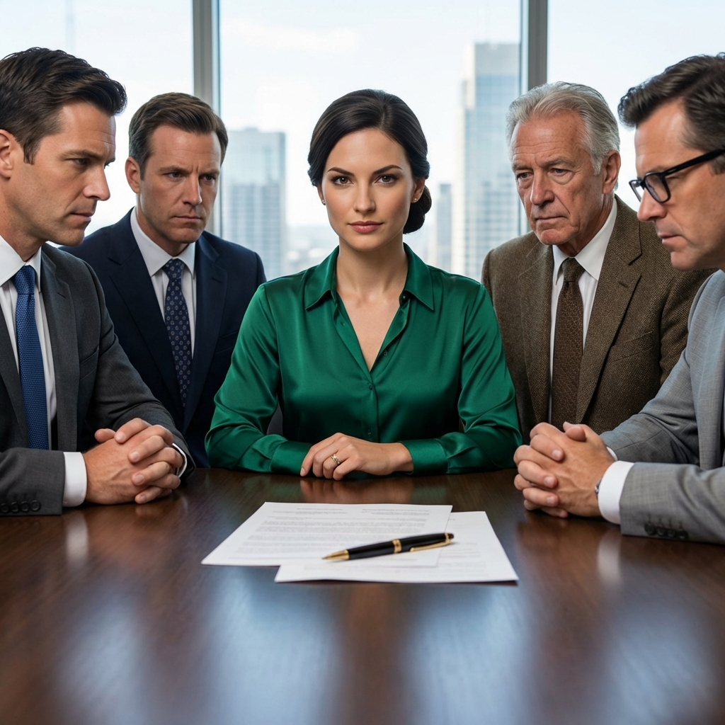 My mom tricked me into a “family meeting.” When I arrived, lawyers were already there, ready to force me to sign everything over. When I refused to hand over the inheritance, they threatened me. I just smiled and said, “One… two… three… four… five. You’re a lot of people.” Then I added calmly, “Funny thing is—I only brought one person too.”