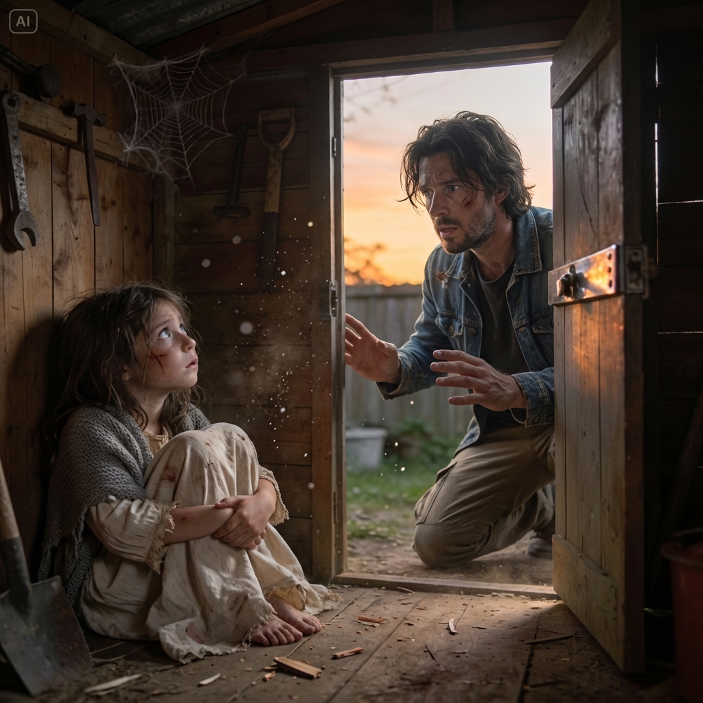 When I came home from deployment, I found my six-year-old daughter locked inside the backyard shed — frail, shaking, her skin covered in red welts.