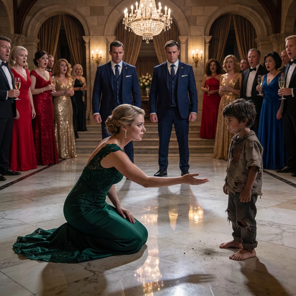 A billionaire woman kneels to dance with a poor boy: what happened next left everyone speechless…