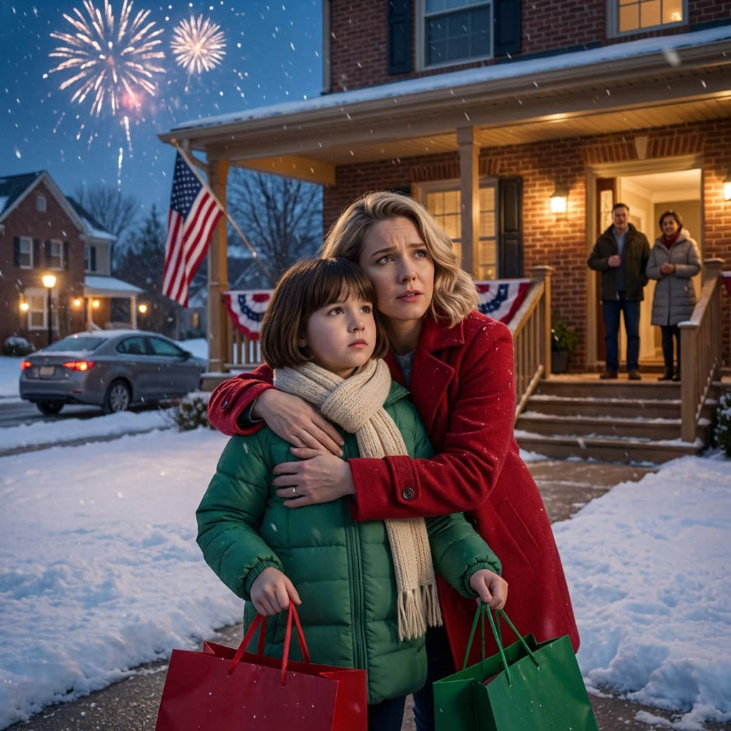 On New Year’s night in an Ohio cul-de-sac, my own mother stood by while my brother and his wife sent my 10-year-old daughter out into the freezing street with her gifts, saying she was “different.” I didn’t fight on their porch. I held my child, kept my voice calm, and chose the kind of action no one sees coming—one quiet call that made their smiles disappear before the ball even dropped.