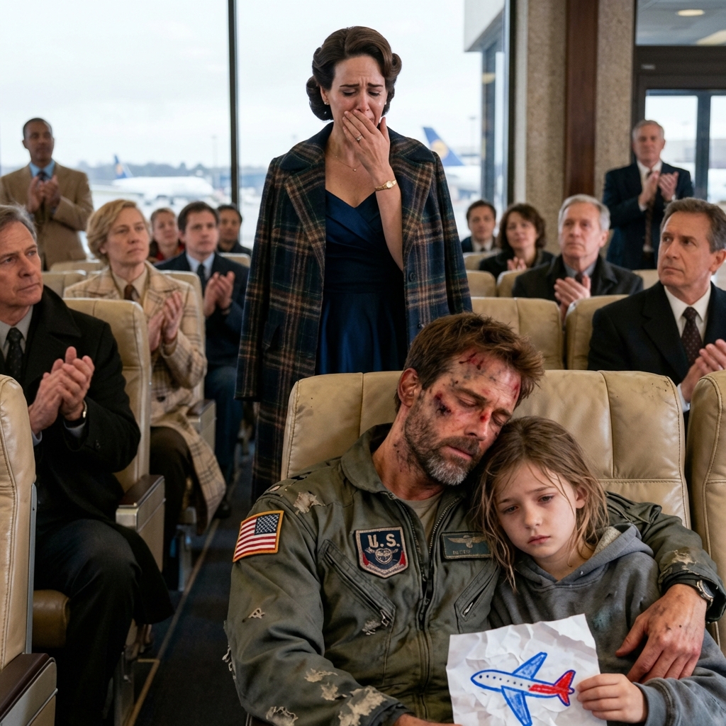 The CEO scoffed at the single father beside her… then a voice crackled through the cabin: “Is there a qualified fighter pilot on board?”