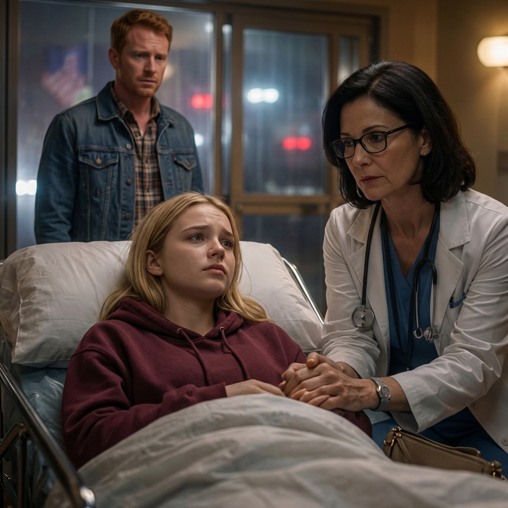 At 15, my parents chose my sister’s tears over my truth and shoved me out into a storm, saying, “Get out—I don’t need a sick daughter.” I walked the dark streets alone until a car hit me, and police called my parents to the hospital. When my father rushed in, he froze—because the person sitting beside my bed wasn’t a relative, wasn’t a friend… but the last person he ever expected to see protecting me.