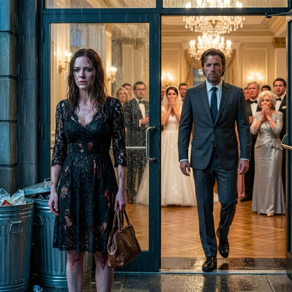 I never told my family that my “farmhand” husband was actually the billionaire investor they were desperate to impress. At my sister’s wedding, my mother seated me by the trash in the rain and said, “We’ll bring you leftovers.” My sister sneered that I was an embarrassment and poured wine down my dress. They laughed—until my husband walked into the ballroom. In that moment, their perfect world cracked, and every smile on their faces disappeared