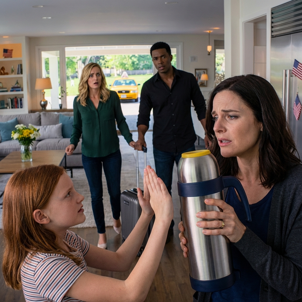 Five minutes after my sister’s taxi pulled away, my niece, eight years old and “mute” for years, lifted her chin and spoke in a voice so clear it hurt. “Aunt Lisa, don’t drink the tea Mom made.” I was still holding the thermos, still smiling like the babysitter, still thinking about cartoons and snacks. Then she added, “She planned something bad,” and the word planned cracked my world in half.