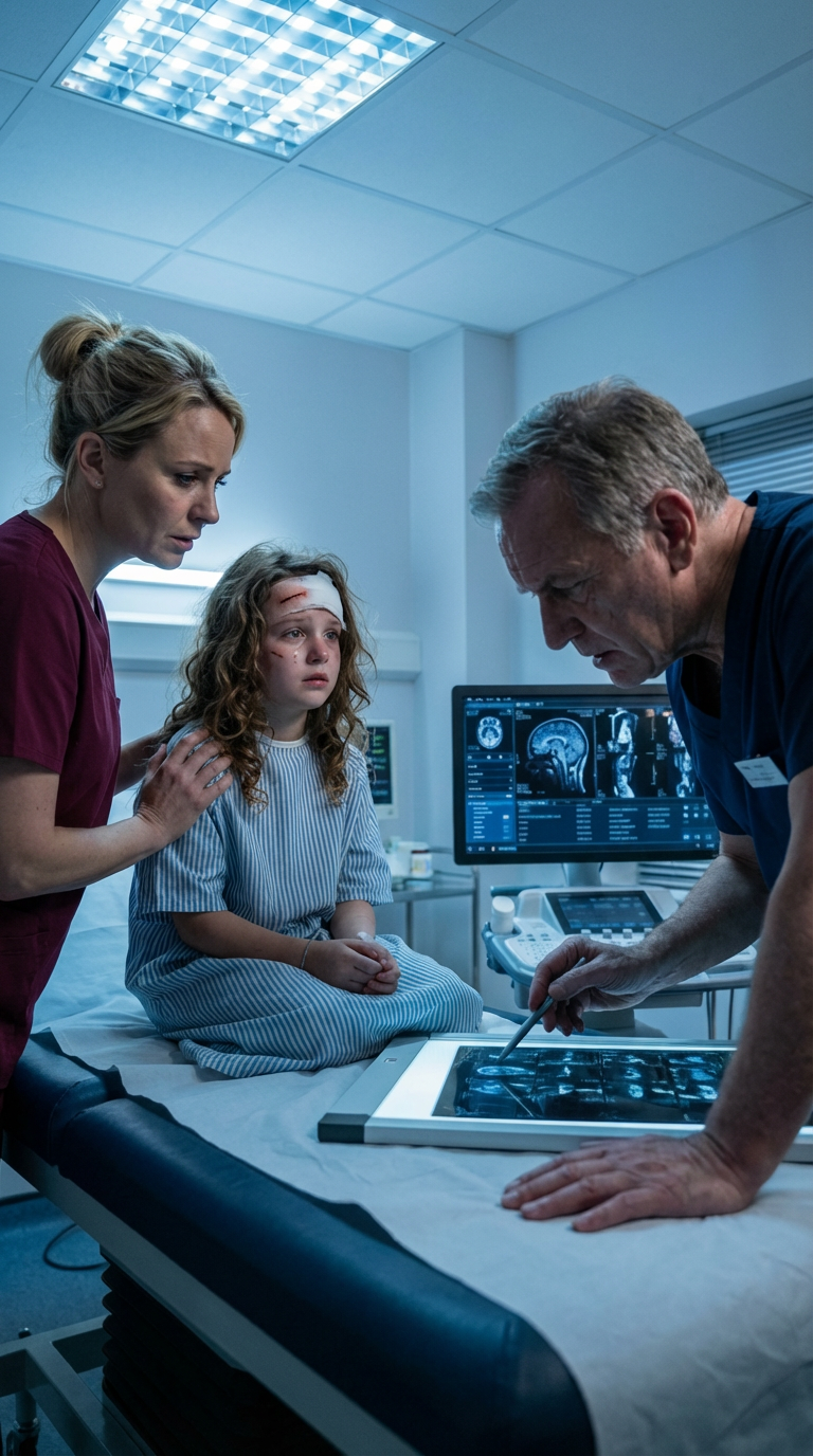 My fifteen-year-old daughter kept complaining of nausea and severe stomach pain, but my husband brushed it off, saying, “She’s pretending—don’t waste time or money.” I secretly took her to the hospital anyway. When the doctor studied the scan, his voice dropped to a whisper: “There’s something inside her…” and all I could do was scream….