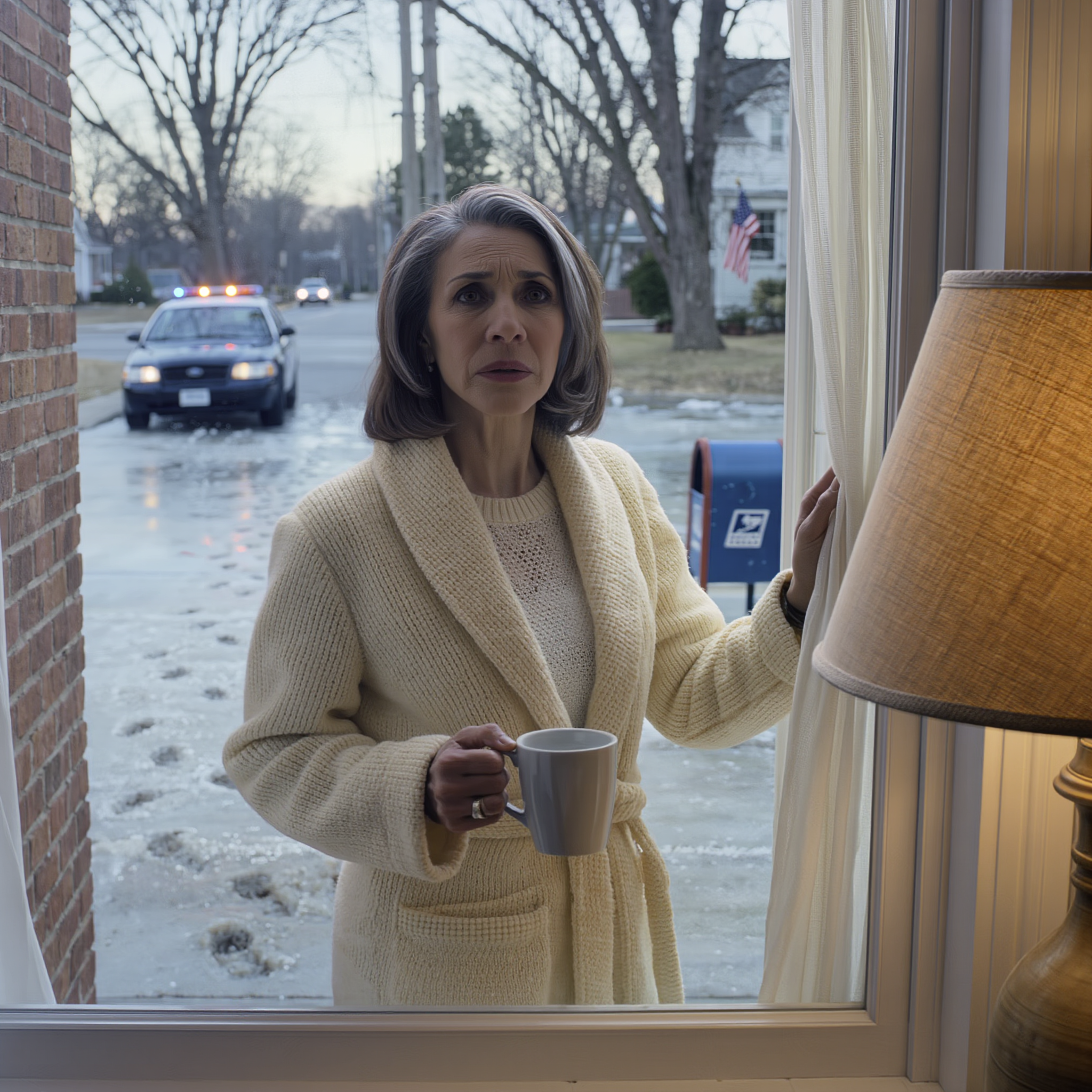 The Old Woman I Helped at a Detroit Checkout Grabbed My Sleeve and Whispered, “Don’t Touch the Ice Tonight—Not After Your Husband Leaves,” and I Laughed… Until Dawn Turned My Yard into a Mirror and Revealed Heavy Boot Prints Circling My Bedroom Window, Proof Someone Studied the House While I Slept—Then the Officer Watched the Security Footage, Answered a Call, and Looked at Me Like He Finally Understood.