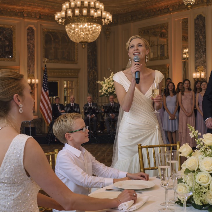 Right in her speech at my younger sister’s wedding, she sneered, “My sister’s a single mom—everyone avoids her,” and the whole room erupted; my mom piled on with another humiliating line in front of my eight-year-old son… I hadn’t even stood up yet when the groom suddenly snatched the mic, stared straight at me—and the air froze.