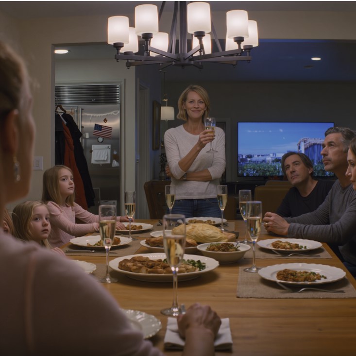 At a New Year’s dinner party, my mom stood up, raised her glass, and announced: “From now on, NO MORE babysitting the grandkids!” — the whole table went dead silent, I looked her straight in the eye and asked just one question… then added: “Fine. Then don’t ask me to fix anything anymore.” I took my kids and walked out before the countdown… the next morning my phone lit up with 48 missed calls… and I left one comment on her Facebook…