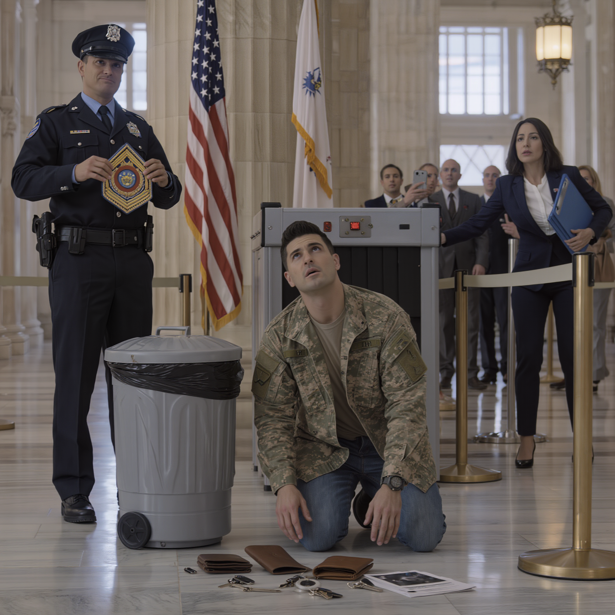 An Army Security Guard Called Me “Just Another Fake” and Tore Off My Sergeant Stripes at the State Capitol, Right in Front of Gold Star Families—He Never Looked at My Invitation Letter, Never Noticed the Name on My VA Card, and Crushed My Medication on the Marble Floor during a ceremony meant to honor veterans… Then the Governor’s Aide Ran In Holding a Photo, and the Entire Lobby Went Silent.