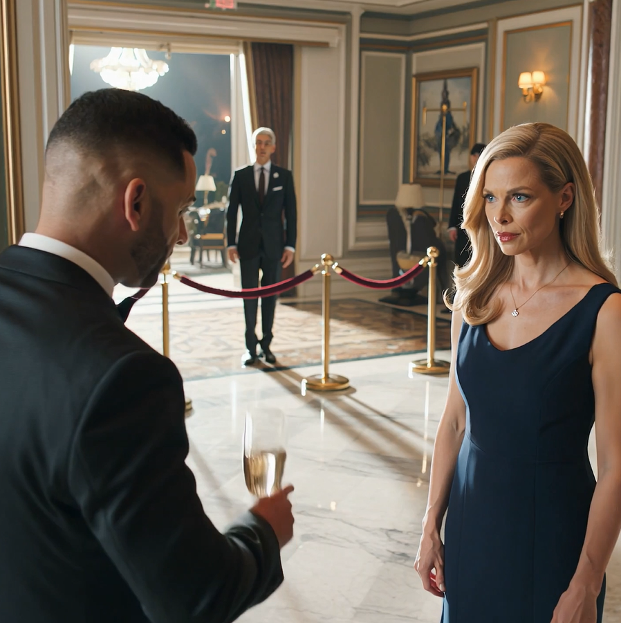 My husband dragged me to the gala to impress the new owner. “Stay in the back, your dress is embarrassing,” he hissed. When the billionaire arrived, he ignored my husband’s handshake, walked straight to me, took my hands, and whispered with tears in his eyes, “I’ve been looking for you for 30 years… I still love you.” My husband dropped his glass.