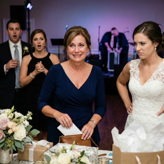 At my son’s wedding, his bride curled her lip and hissed, “Sit by the kitchen doors—your face will ruin the family photos.” My seat went to a stranger. I just smiled, walked to the gift table, and slipped my $25,000 check back into my purse. Leaning close, I whispered, “Don’t worry… I’ll stay out of your life forever.” Three hours later, the band, bar, and flowers disappeared—and so did something much bigger.