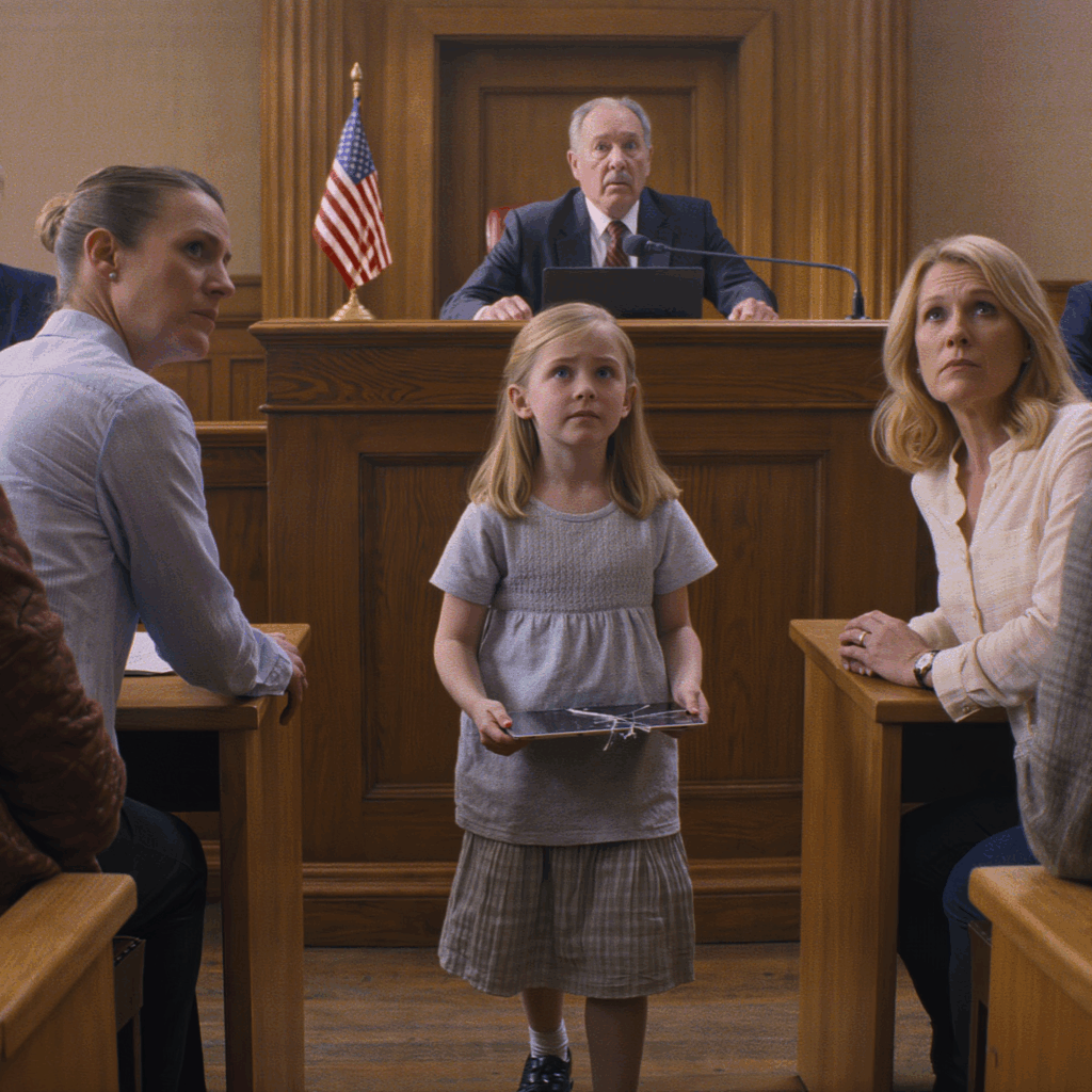 At my divorce hearing, my seven-year-old daughter walked into the Georgia courtroom, asked the judge if she could show him something I didn’t know about, and reached for the cracked tablet she’d been hiding under her pillow for months