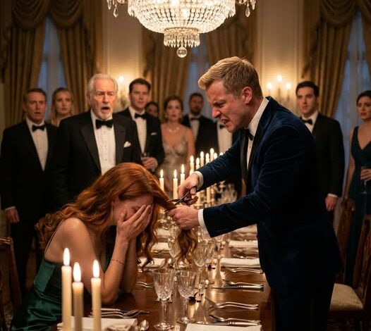 My husband cut my hair at the dinner table. “You wanted attention? Now you’ll get it,” he smirked, holding the scissors. His sister laughed, “You look pathetic.” I sat there crying, humiliated. Suddenly, the hotel manager sprinted over, screaming at the security guards. “Get your hands off her!” he yelled. As the guards grabbed my husband, the manager bowed to me and revealed a secret that made Ethan freeze in absolute terror…