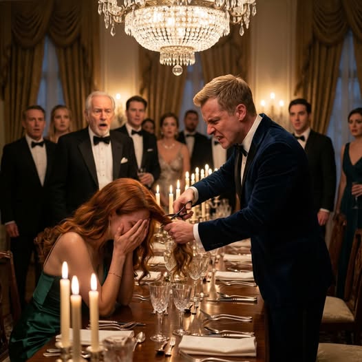 My husband cut my hair at the dinner table. “You wanted attention? Now you’ll get it,” he smirked, holding the scissors. His sister laughed, “You look pathetic.” I sat there crying, humiliated. Suddenly, the hotel manager sprinted over, screaming at the security guards. “Get your hands off her!” he yelled. As the guards grabbed my husband, the manager bowed to me and revealed a secret that made Ethan freeze in absolute terror…