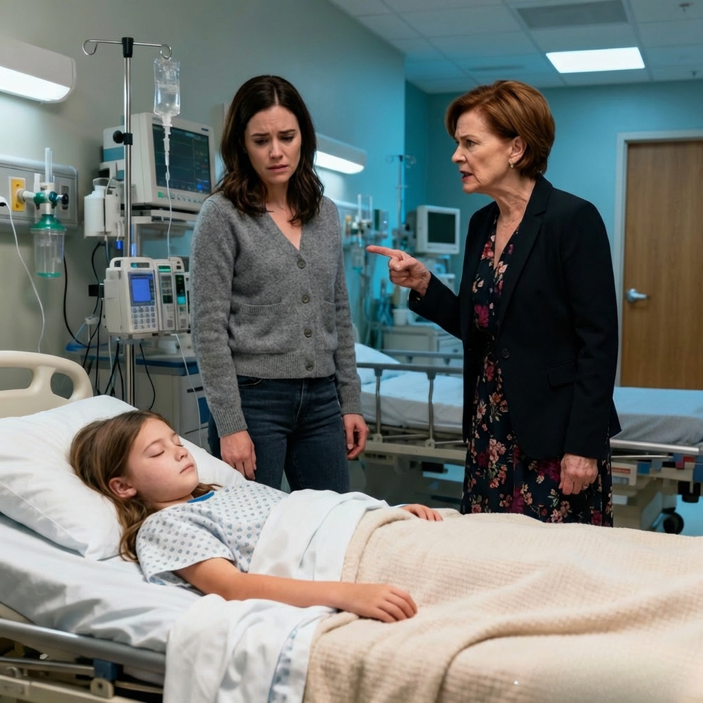 At the hospital, my 7-year-old daughter needed emergency surgery. My mother-in-law said: “We’re only staying for the real granddaughter,” and left with my husband. I didn’t beg. I just recorded something. When they came back six hours later, I smiled and said: “Watch this video”