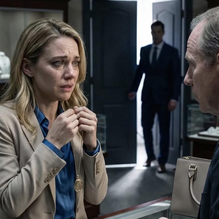 After the divorce, I walked out with nothing but a cracked phone and my mother’s old necklace—my last chance to pay rent. The jeweler barely glanced at it… then his hands froze. His face drained white. “Where did you get this?” he whispered. “It’s my mom’s,” I said. He stumbled back and choked out, “Miss… the master has been searching for you for twenty years.” And then the back door opened.