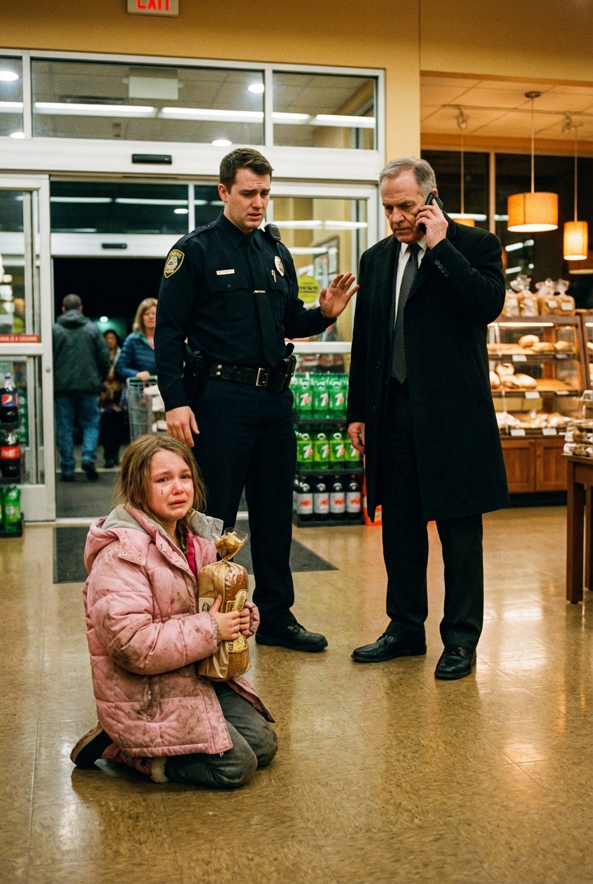 I stopped a six-year-old girl for stealing the most expensive loaf of bread and prepared to ar:.rest her. Instead, she tried to pay with three buttons and a pebble—and when she explained who the bread was meant for, everything inside me changed.