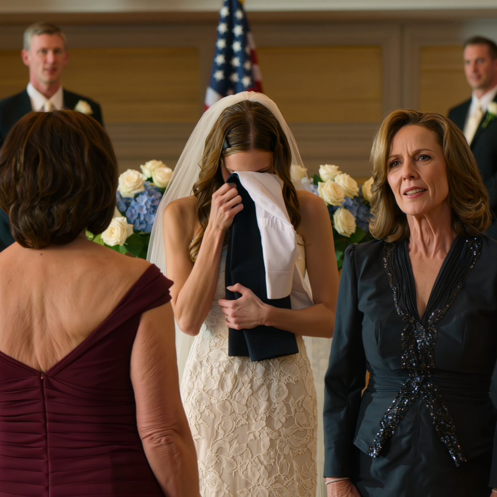 At my daughter’s wedding in an elegant ballroom in Dallas, her mother-in-law suddenly gave her a maid’s uniform right in front of the guests, my son-in-law even smiled and said, “Perfect fit, she’ll need it at home,” my girl burst into tears, and I simply rose quietly, held out my blue velvet box, and said, “Now open your mother’s gift…”